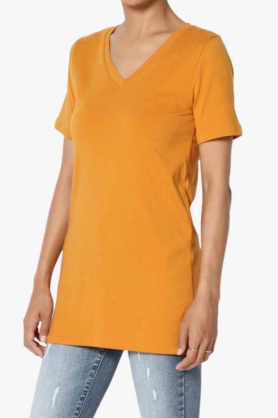 Elora V-Neck Short Sleeve T-Shirt D. MUSTARD_3