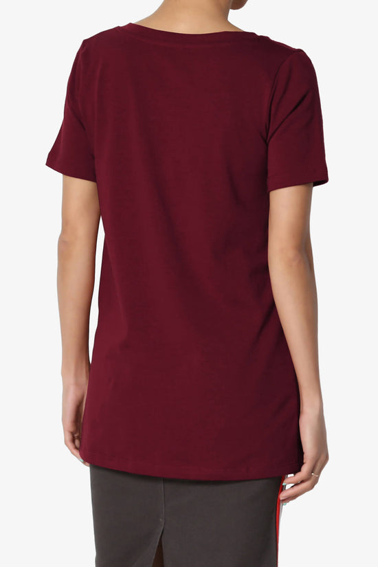 Elora V-Neck Short Sleeve T-Shirt DARK BURGUNDY_2