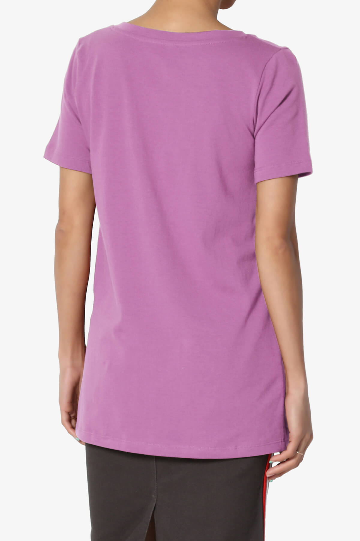 Elora V-Neck Short Sleeve T-Shirt DARK MAUVE_2