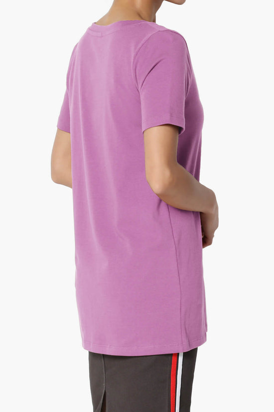 Elora V-Neck Short Sleeve T-Shirt DARK MAUVE_4