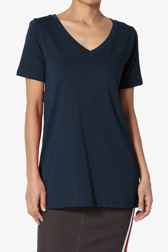 Elora V-Neck Short Sleeve T-Shirt DARK NAVY_1