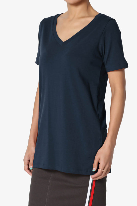 Elora V-Neck Short Sleeve T-Shirt DARK NAVY_3