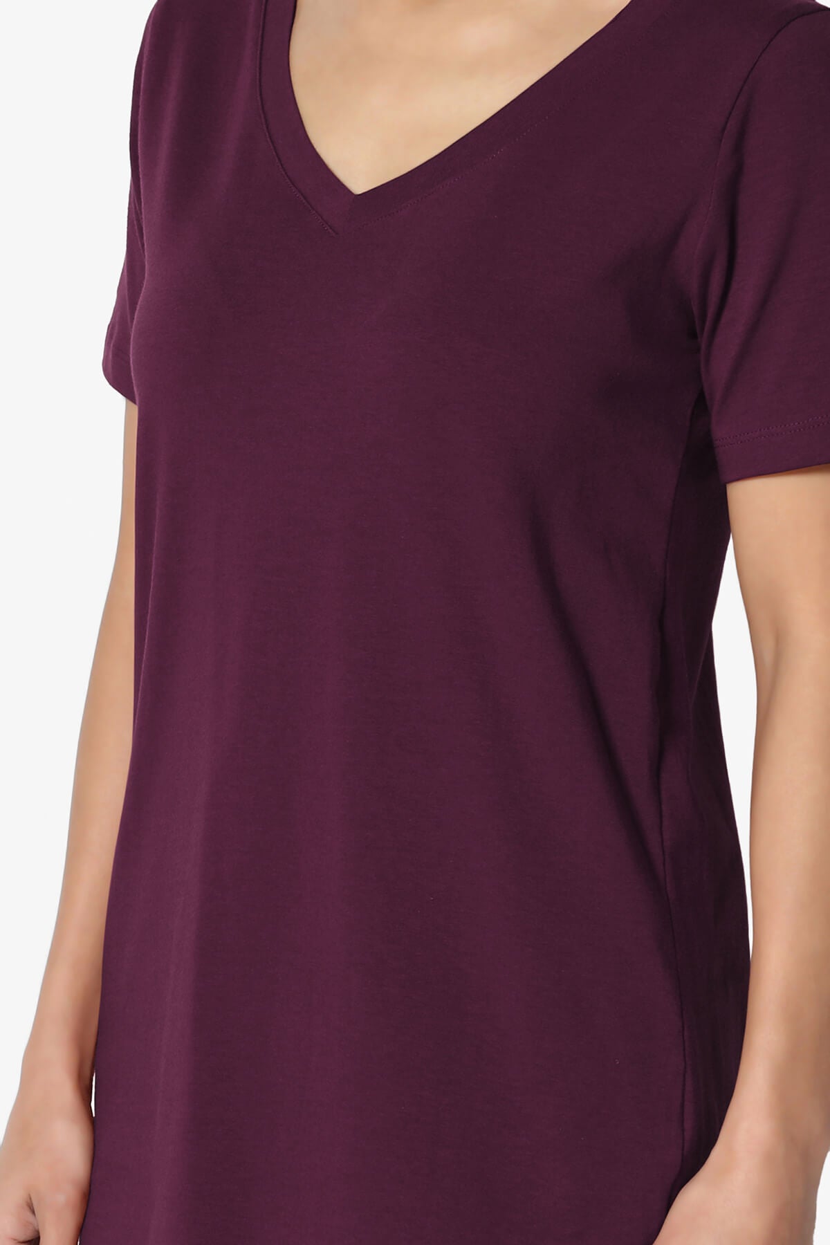 Elora V-Neck Short Sleeve T-Shirt DARK PLUM_5