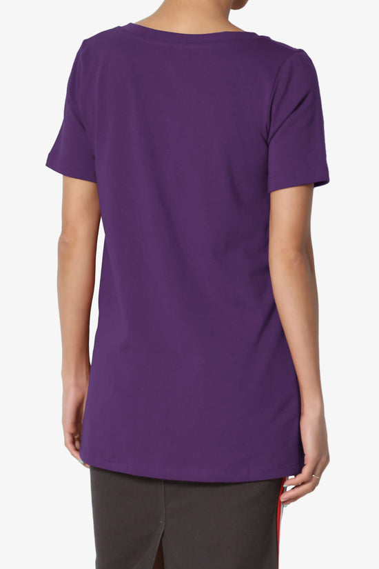 Elora V-Neck Short Sleeve T-Shirt DARK PURPLE_2