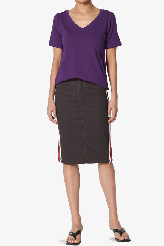 Elora V-Neck Short Sleeve T-Shirt DARK PURPLE_6