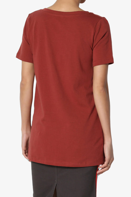 Elora V-Neck Short Sleeve T-Shirt DARK RUST_2