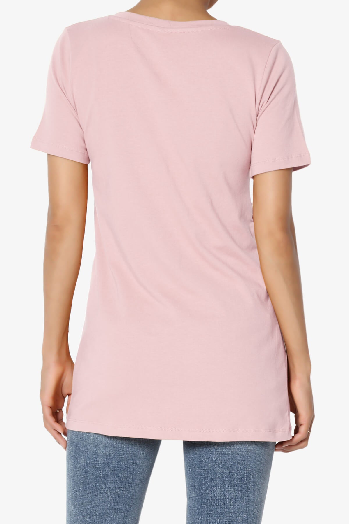 Elora V-Neck Short Sleeve T-Shirt DUSTY PINK_2