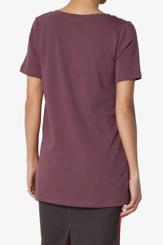 Elora V-Neck Short Sleeve T-Shirt DUSTY PLUM_2