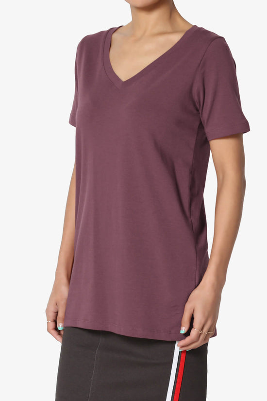 Elora V-Neck Short Sleeve T-Shirt DUSTY PLUM_3