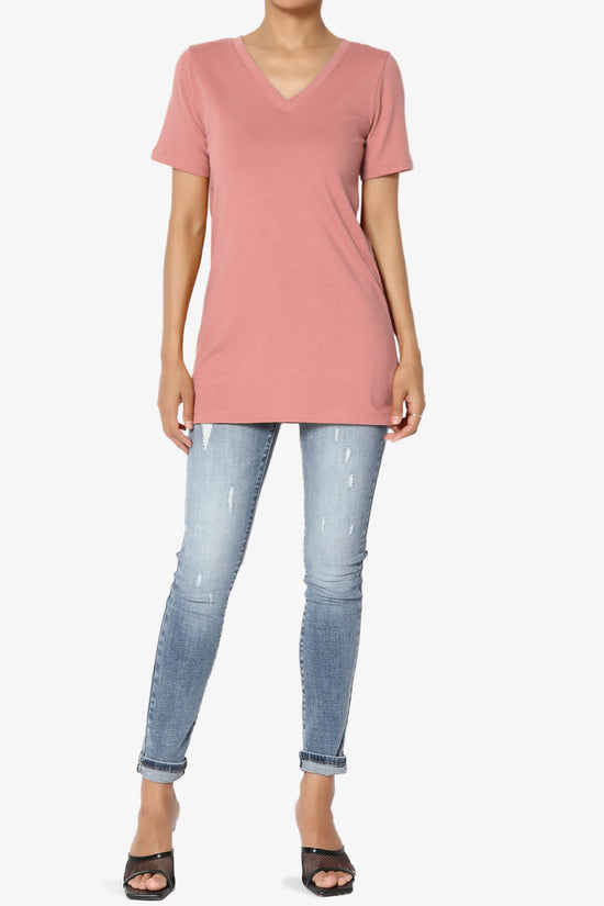 Elora V-Neck Short Sleeve T-Shirt DUSTY ROSE_6