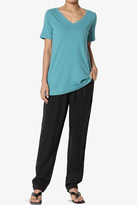 Elora V-Neck Short Sleeve T-Shirt DUSTY TEAL_6