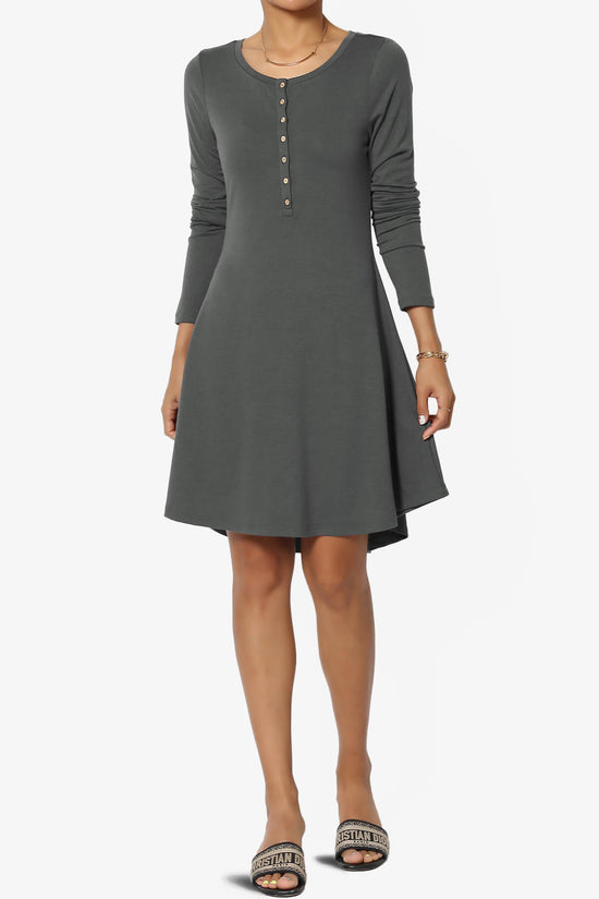 Elysia Long Sleeve Fit & Flare Jersey Dress ASH GREY_1
