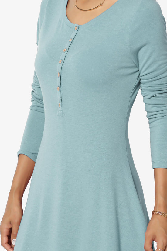 Elysia Long Sleeve Fit & Flare Jersey Dress DUSTY BLUE_5