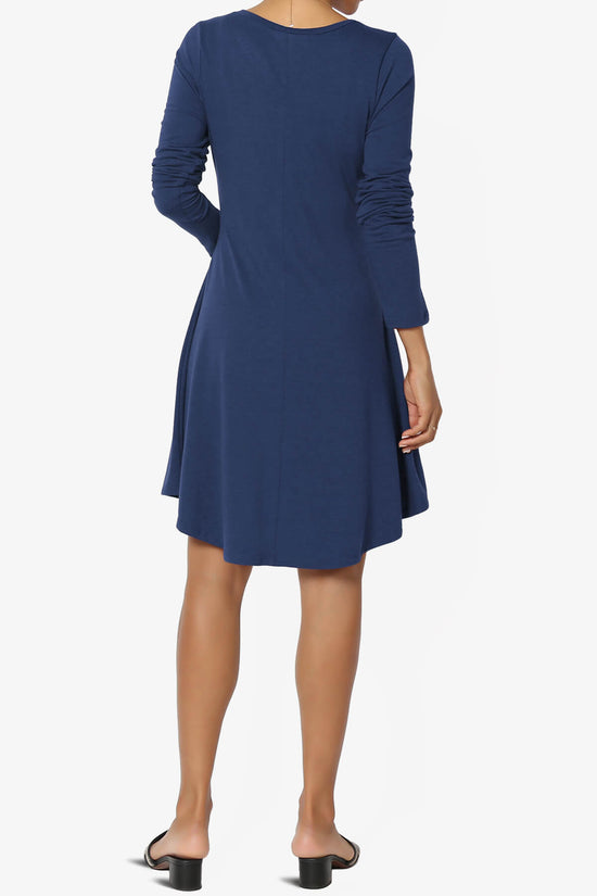 Elysia Long Sleeve Fit & Flare Jersey Dress LIGHT NAVY_2