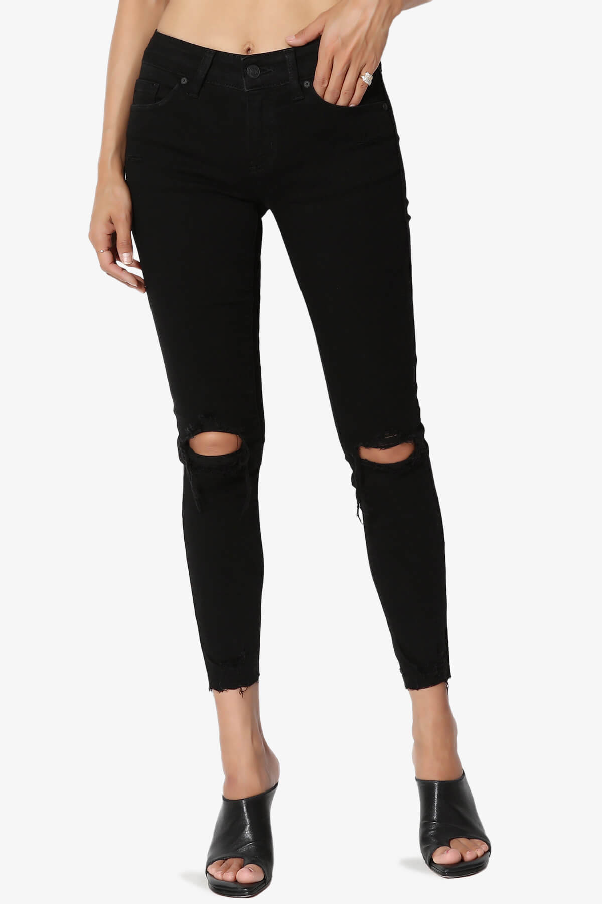 JOSIE Mid Rise Ankle Skinny Jeans in Black BLACK_1