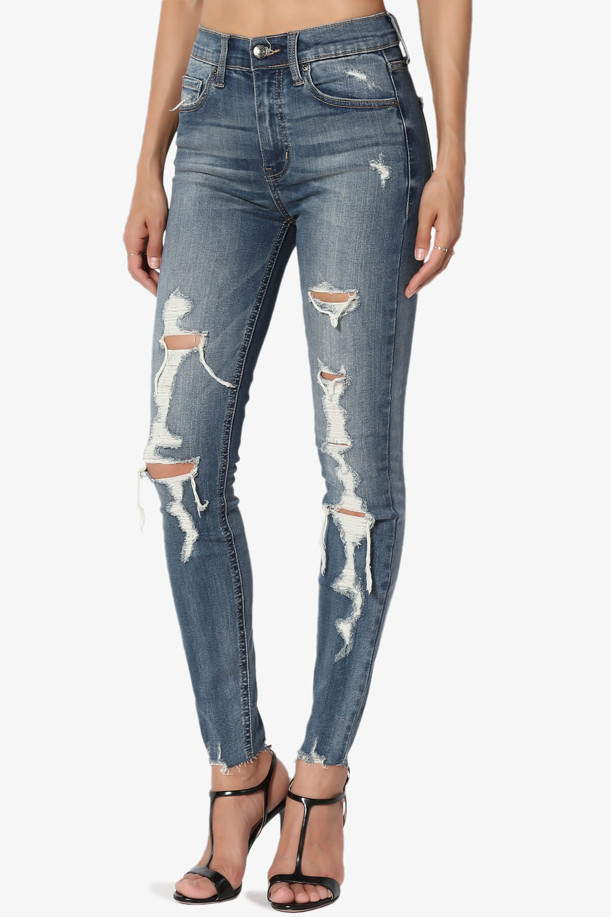 Bella Super High Rise Crop Skinny in Distressed MD MEDIUM_3