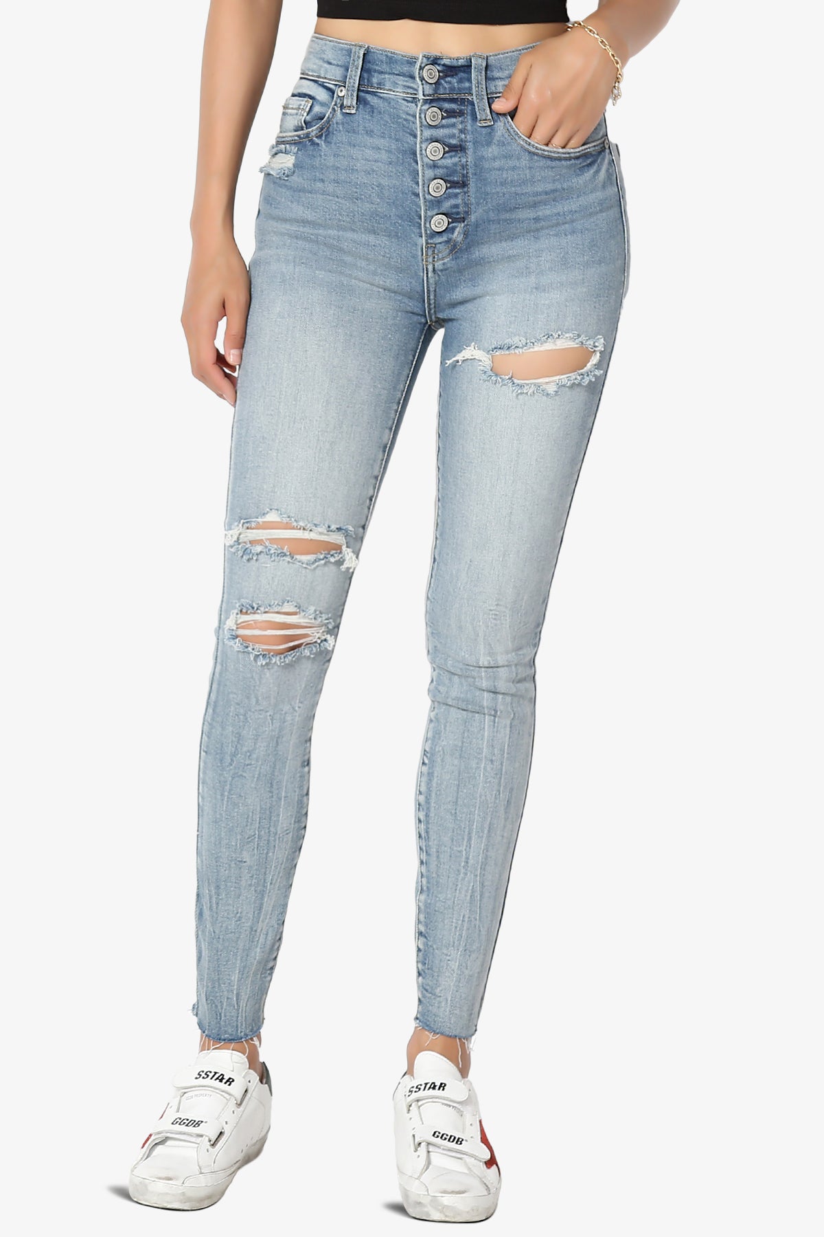 Bella Super High Rise Crop Skinny Jeans in Genesis LT