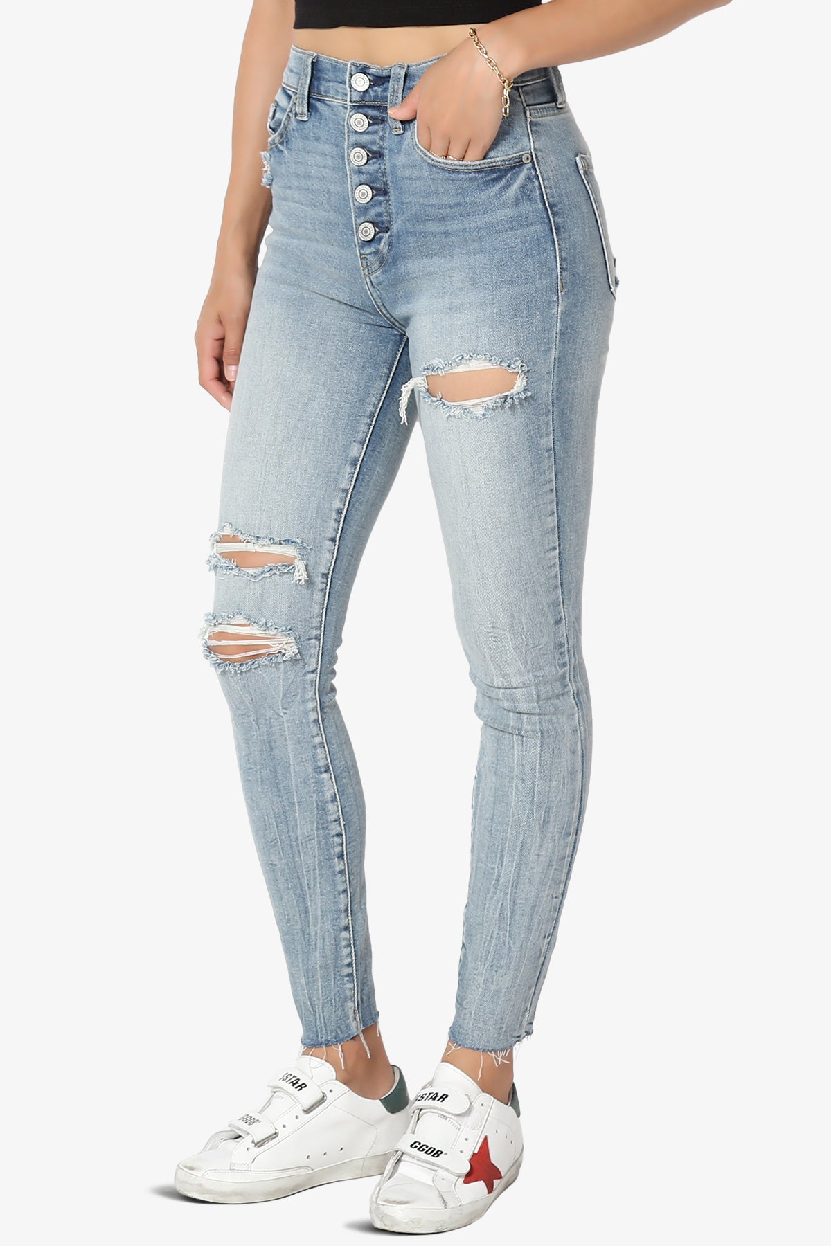 Bella Super High Rise Crop Skinny Jeans in Genesis LT