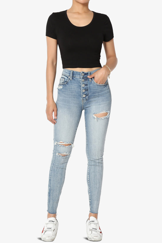 Bella Super High Rise Crop Skinny Jeans in Genesis LT