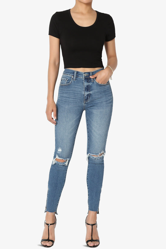 Bella Zipper Step Hem Crop Skinny Jeans