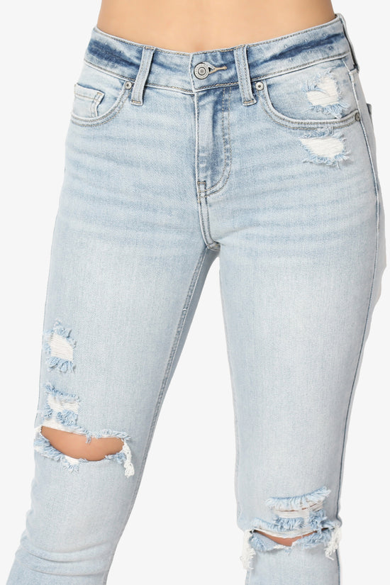 Clara Ripped High Rise Crop Skinny Jeans in Trip LT