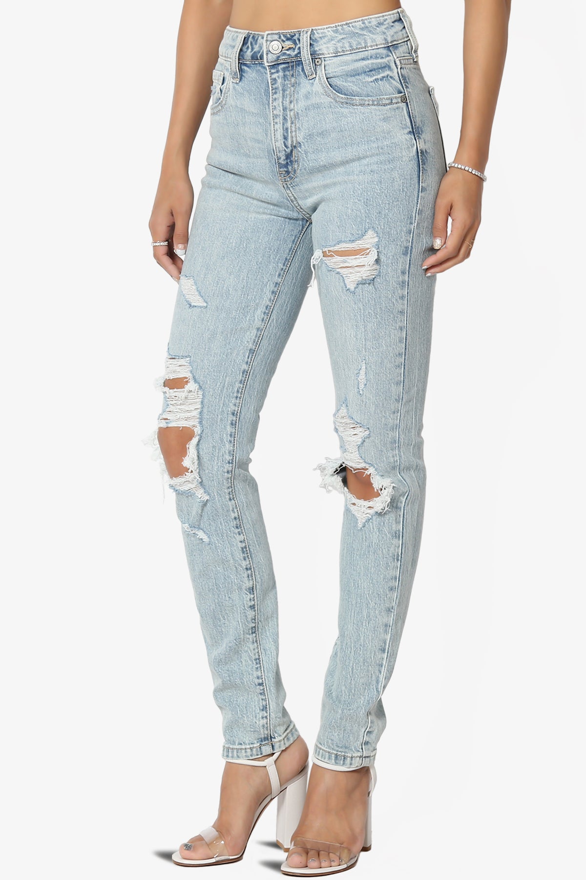 Tobi Ripped Super High Rise Mom Jeans in Light