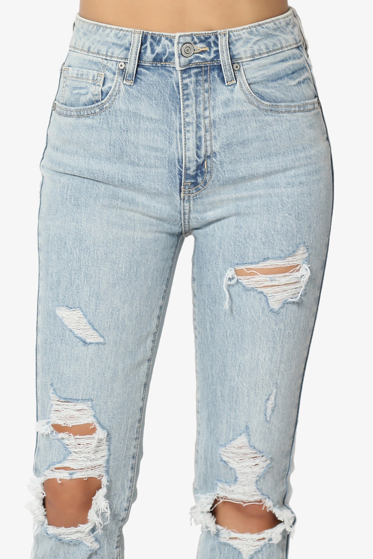 Tobi Ripped Super High Rise Mom Jeans in Light