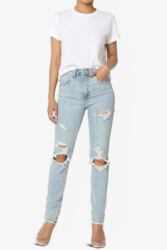Tobi Ripped Super High Rise Mom Jeans in Light