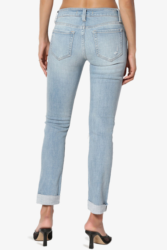 Sasha Distressed Cuffed Mid Rise Skinny Jeans LIGHT_2