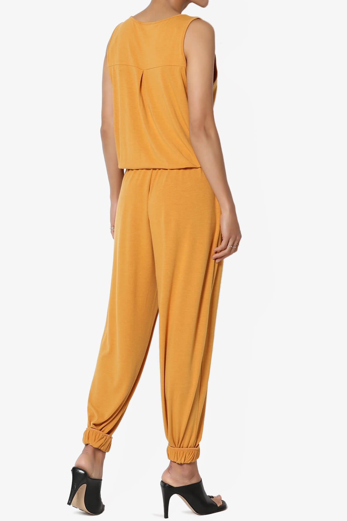 Entrada Button Scoop Neck Tank Jogger Jumpsuit GOLDEN MUSTARD_4