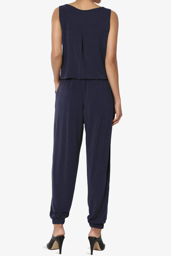 Entrada Button Scoop Neck Tank Jogger Jumpsuit NAVY_2