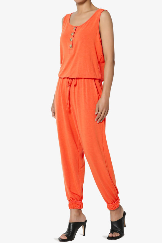 Entrada Button Scoop Neck Tank Jogger Jumpsuit ORANGE_3