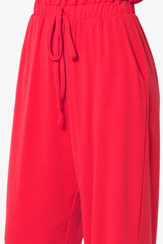 Entrada Button Scoop Neck Tank Jogger Jumpsuit RED_6