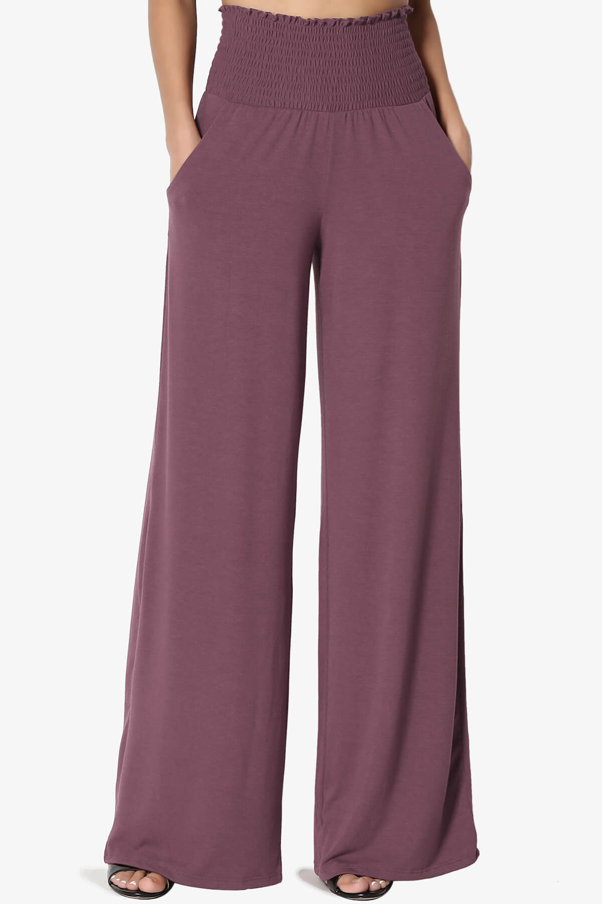Estella Smocked Waist Lounge Pants DUSTY PLUM_1