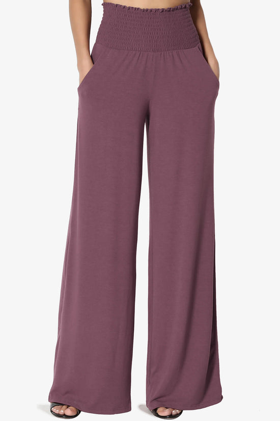 Estella Smocked Waist Lounge Pants DUSTY PLUM_1