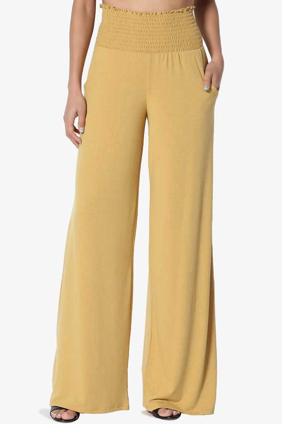 Estella Smocked Waist Lounge Pants LIGHT MUSTARD_1