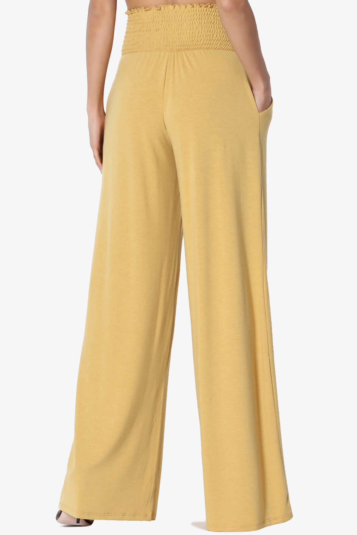 Estella Smocked Waist Lounge Pants LIGHT MUSTARD_2