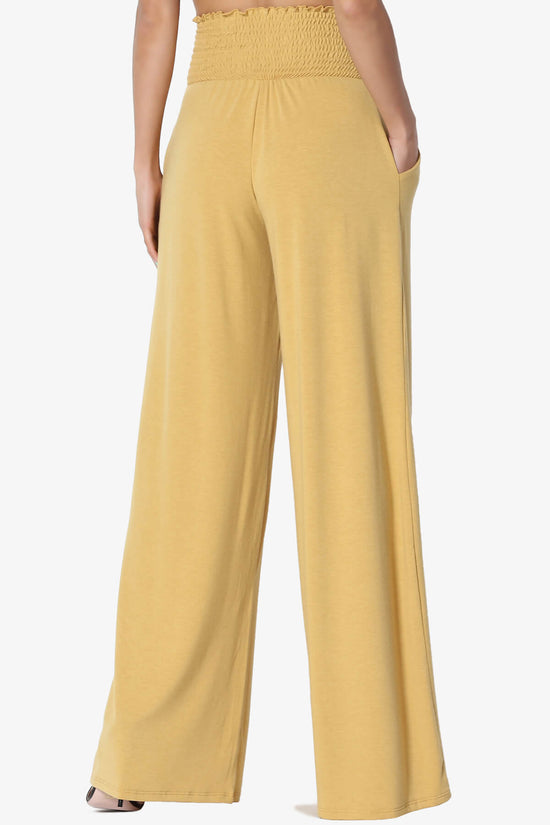 Estella Smocked Waist Lounge Pants LIGHT MUSTARD_2