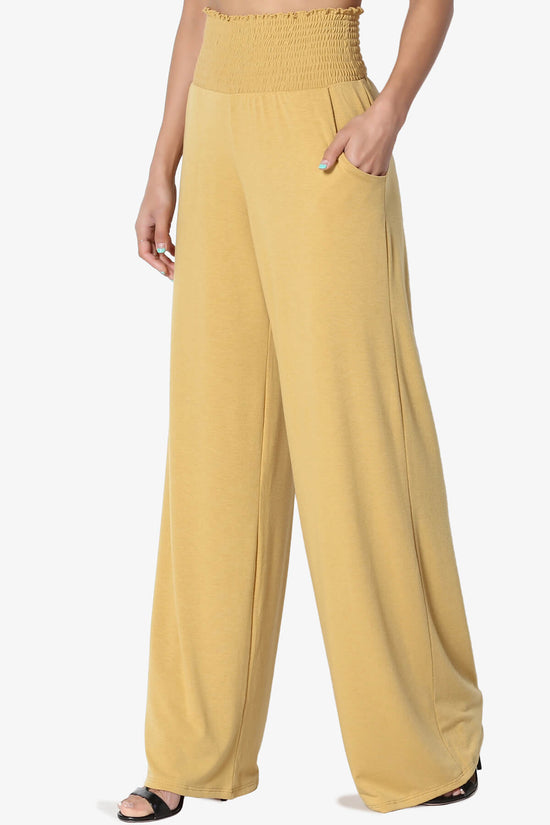 Estella Smocked Waist Lounge Pants LIGHT MUSTARD_3