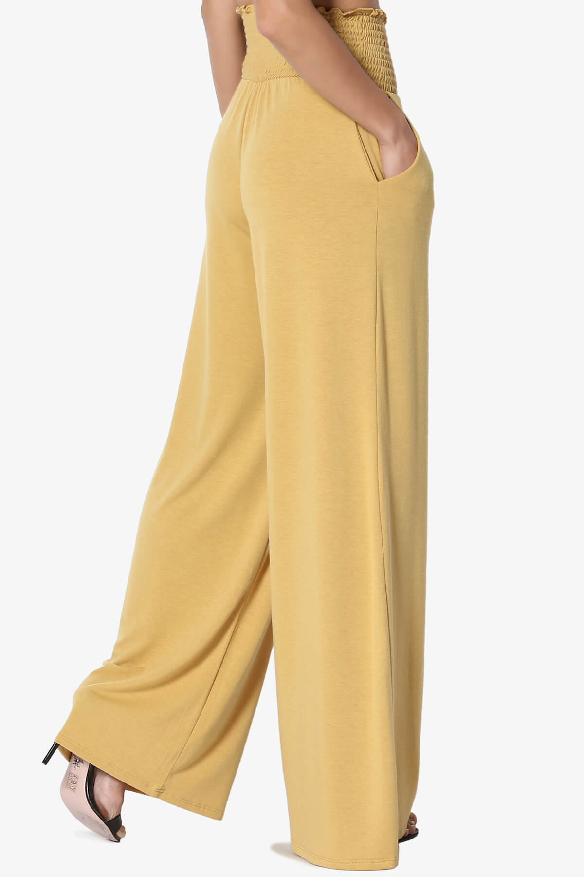 Estella Smocked Waist Lounge Pants LIGHT MUSTARD_4