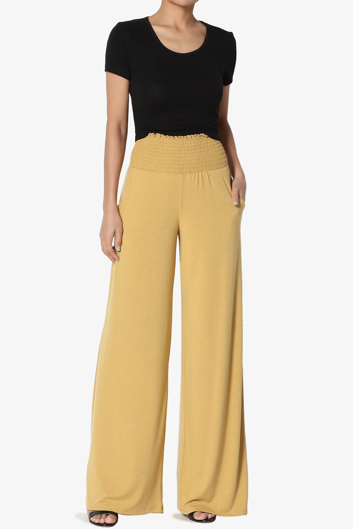 Estella Smocked Waist Lounge Pants LIGHT MUSTARD_6
