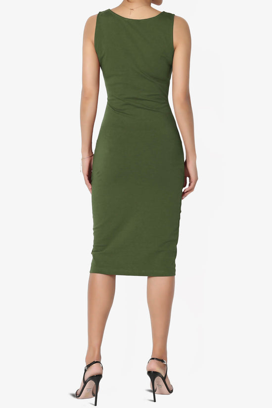 Fontella Sleeveless Square Neck Bodycon Dress ARMY GREEN_2