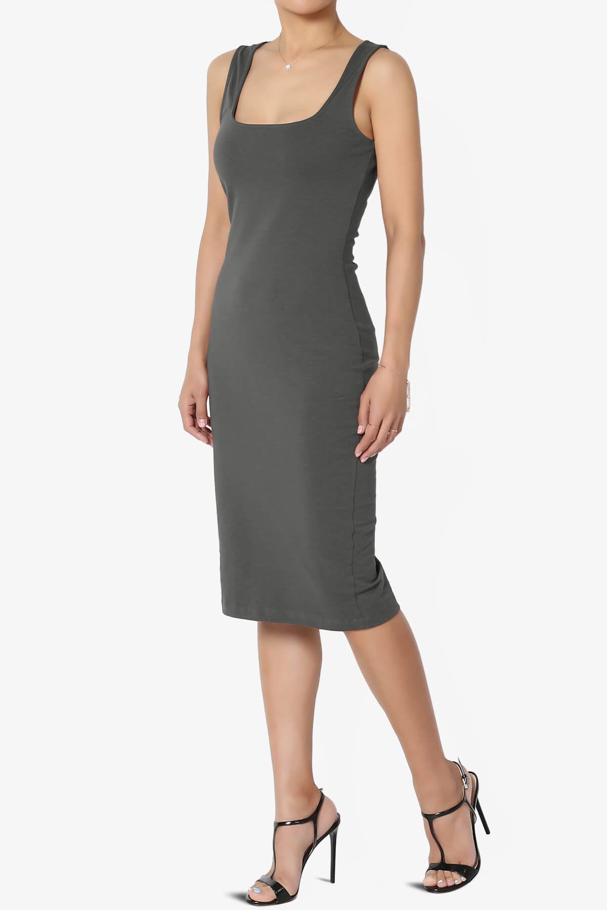 Fontella Sleeveless Square Neck Bodycon Dress ASH GREY_3