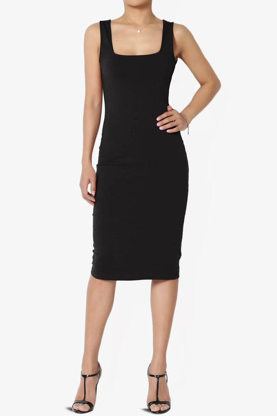 Fontella Sleeveless Square Neck Bodycon Dress BLACK_1