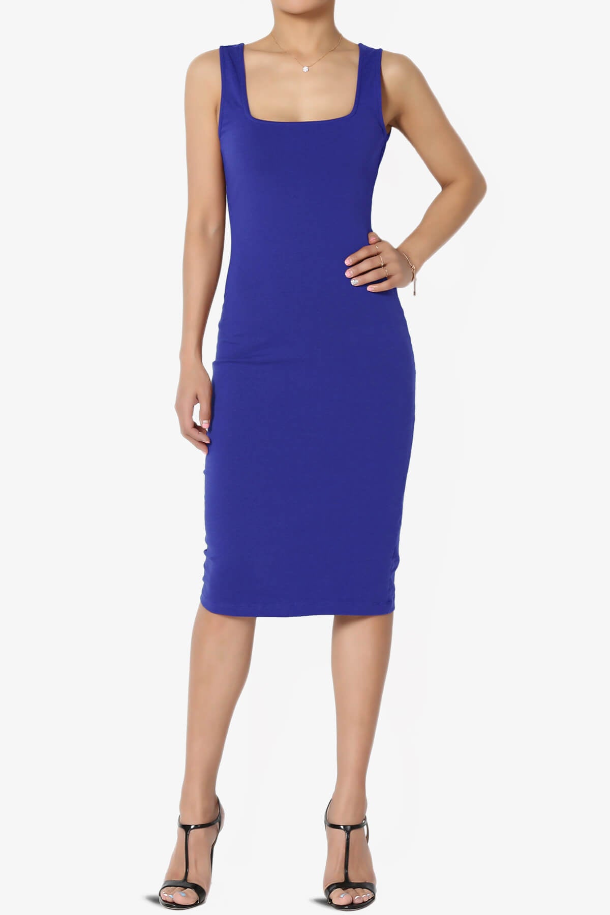 Fontella Sleeveless Square Neck Bodycon Dress BRIGHT BLUE_1