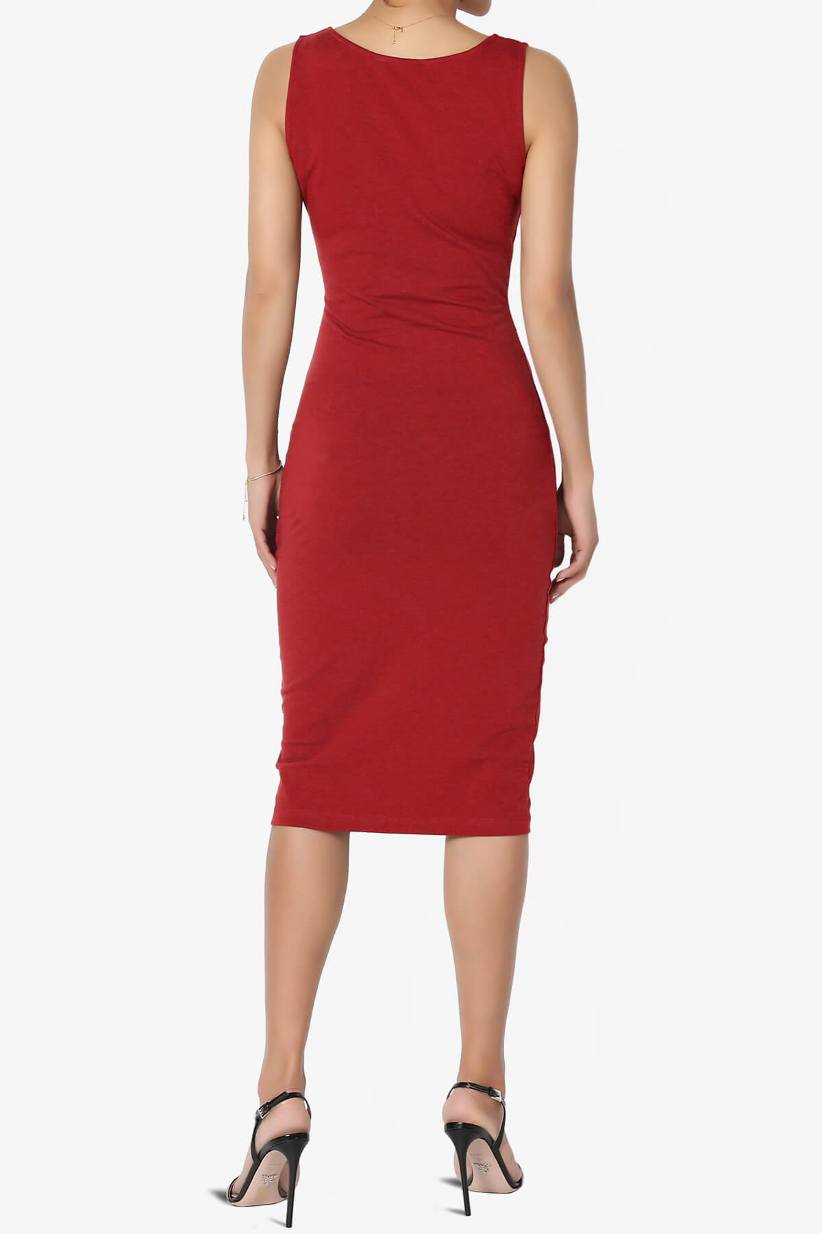 Fontella Sleeveless Square Neck Bodycon Dress DARK RED_2