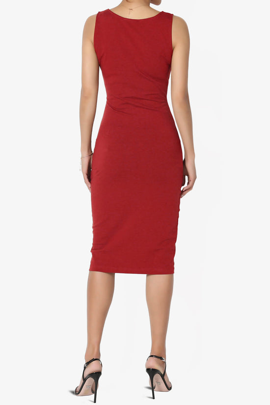 Fontella Sleeveless Square Neck Bodycon Dress DARK RED_2
