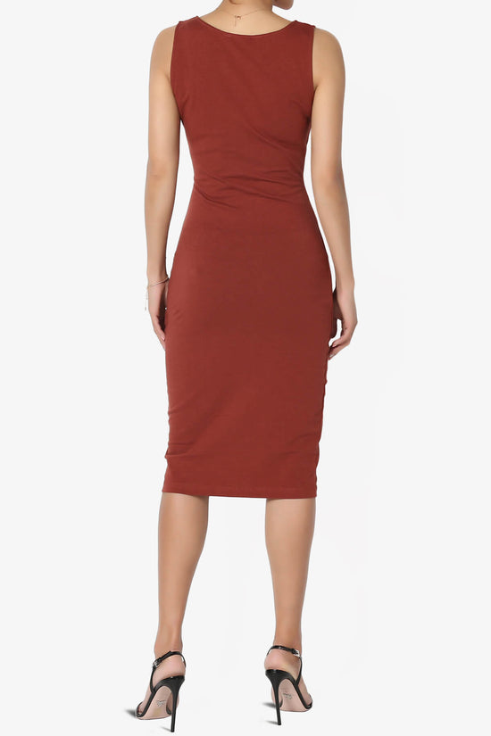 Fontella Sleeveless Square Neck Bodycon Dress DARK RUST_2