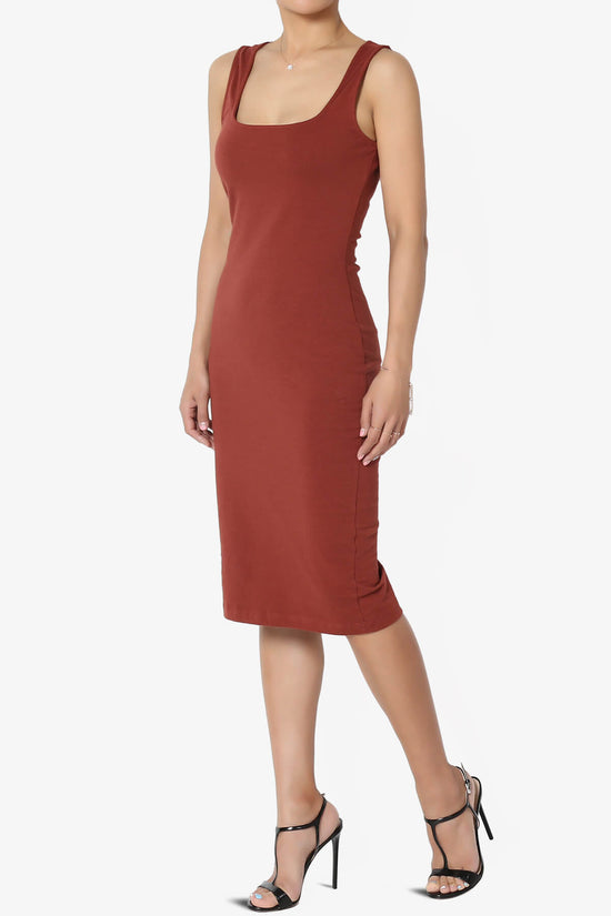 Fontella Sleeveless Square Neck Bodycon Dress DARK RUST_3