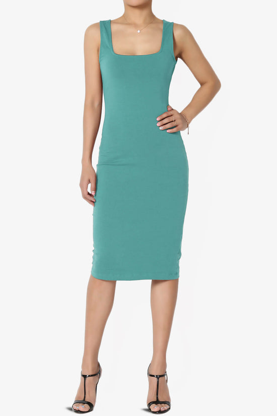 Fontella Sleeveless Square Neck Bodycon Dress DUSTY TEAL_1